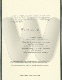 Todesanzeige 1951 Felix Jung