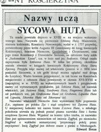 Zeitungsausschnitt über Sietzenhütte aus polnischer Zeitung
