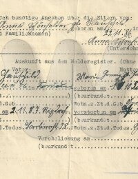 Anfrage zu Eltern von Anna Hauschild geb 1886-11-22 Vorderseite