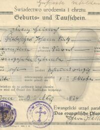 Geburtsurkunde 1848 Franz Heinrich Sietz